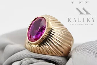 Amethyst originální vinobraní 14k produkt s růžovým zlatým kroužkem vintage unikátní Vrc127r